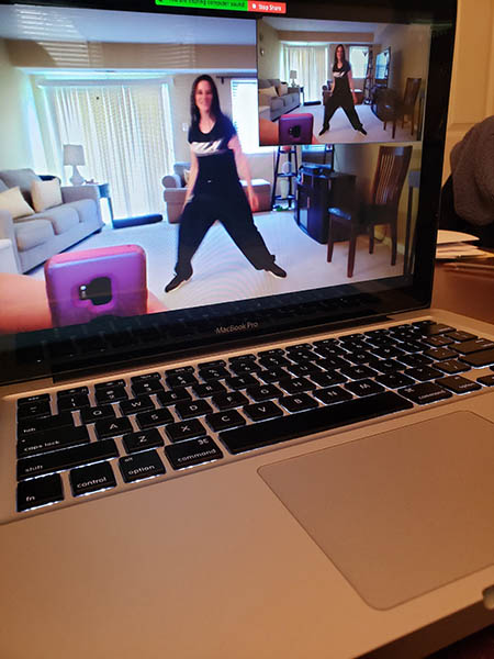 Kim leading a virtual personal training session